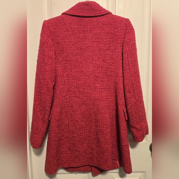 NWT Zara Textured Tweed Double-Breasted Coat Pink Rhinestone Buttons Size XS - Picture 3 of 13